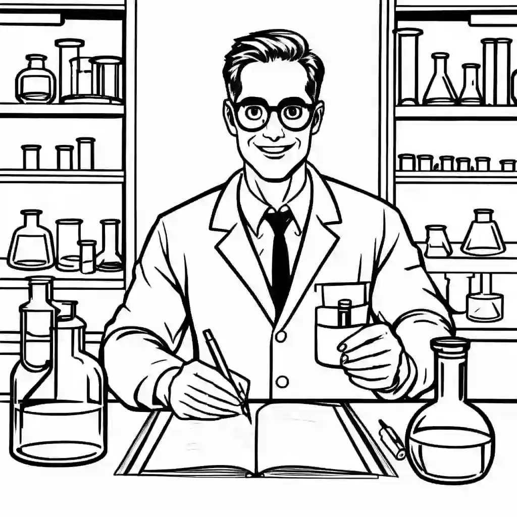 Scientist in Lab coloring pages